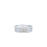 Detalle de pulsera plateada Classic Bangle MANIKĀ en oro 22k encapsulado en silicón, joyería minimalista