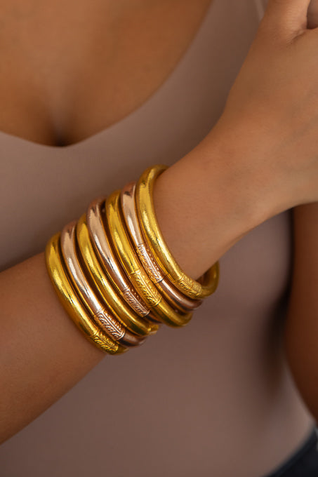 Antique Gold Bangle – Elegant Buddhist Jewelry – Manika USA